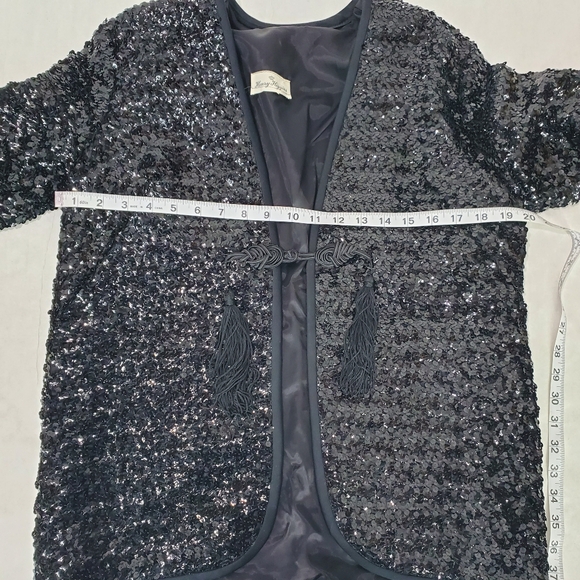 Vintage Henry Higgins Solid Black Sequin Fully Lined Evening Jacket New Year's - Picture 9 of 11